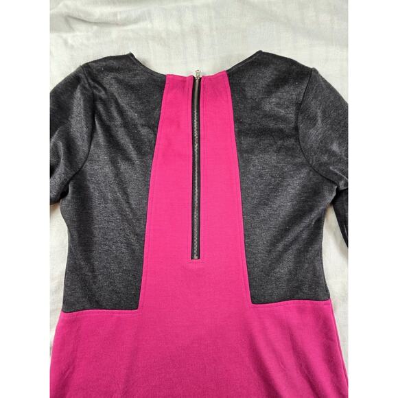 Uncle Frank Sheath Dress Color Block Jersey Ponte Knit 3/4 sleeves Pink Gray S - Picture 3 of 9